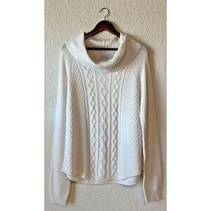 Kim Rogers White Knit Sweater With Cowl Neck Womens Medium